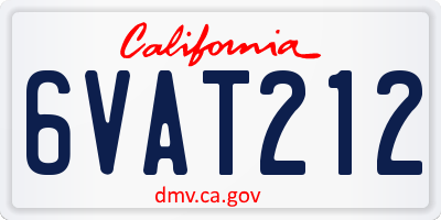 CA license plate 6VAT212