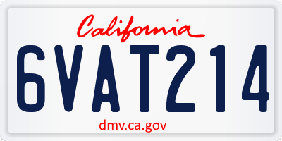 CA license plate 6VAT214