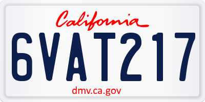 CA license plate 6VAT217