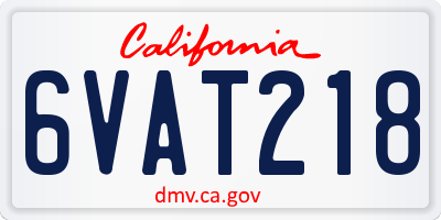 CA license plate 6VAT218