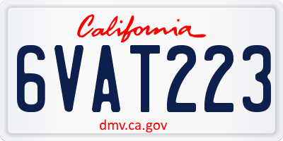 CA license plate 6VAT223