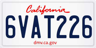 CA license plate 6VAT226