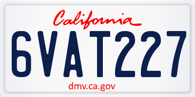 CA license plate 6VAT227