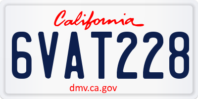 CA license plate 6VAT228