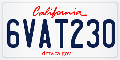 CA license plate 6VAT230