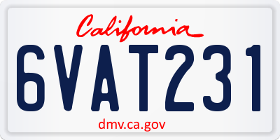 CA license plate 6VAT231