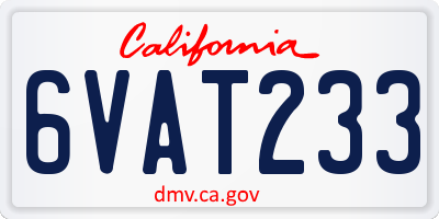 CA license plate 6VAT233