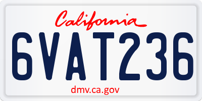 CA license plate 6VAT236