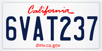 CA license plate 6VAT237