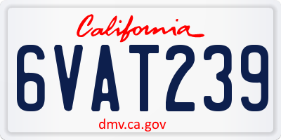 CA license plate 6VAT239