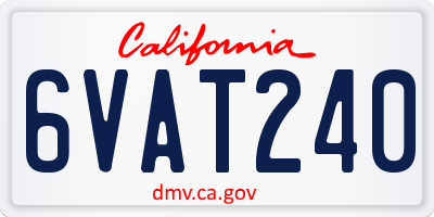 CA license plate 6VAT240