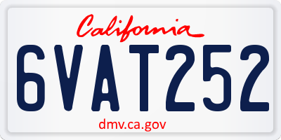 CA license plate 6VAT252