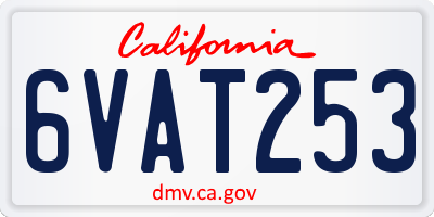 CA license plate 6VAT253
