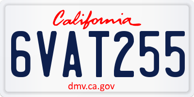 CA license plate 6VAT255