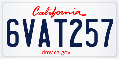 CA license plate 6VAT257