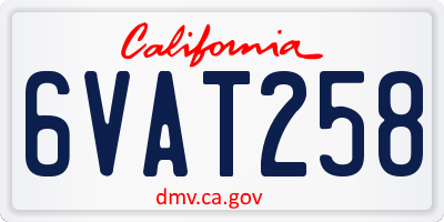 CA license plate 6VAT258