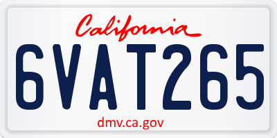 CA license plate 6VAT265