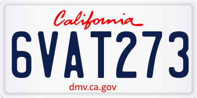 CA license plate 6VAT273