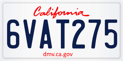 CA license plate 6VAT275