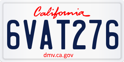 CA license plate 6VAT276