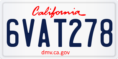 CA license plate 6VAT278