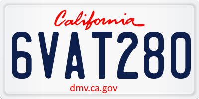 CA license plate 6VAT280