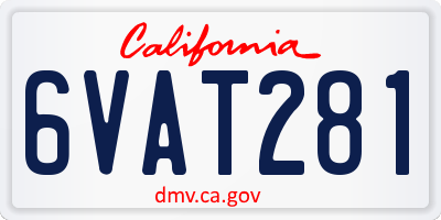 CA license plate 6VAT281