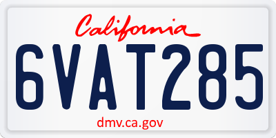 CA license plate 6VAT285