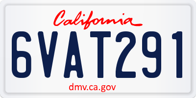 CA license plate 6VAT291