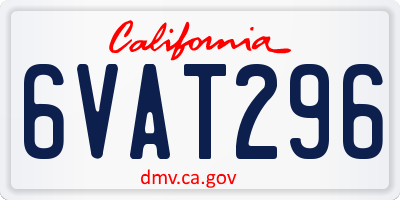 CA license plate 6VAT296