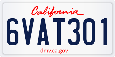 CA license plate 6VAT301