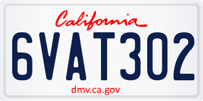 CA license plate 6VAT302