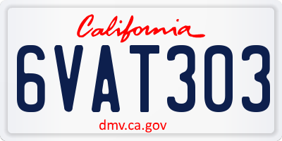 CA license plate 6VAT303