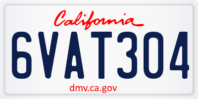 CA license plate 6VAT304