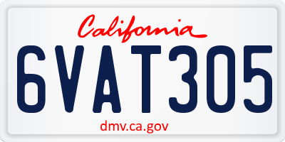 CA license plate 6VAT305