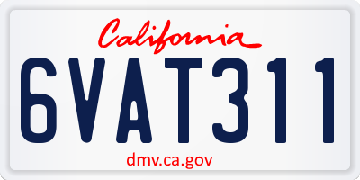 CA license plate 6VAT311