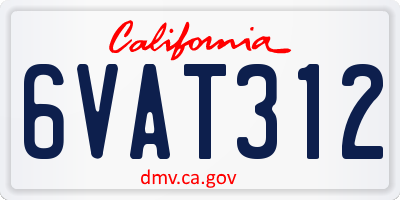 CA license plate 6VAT312