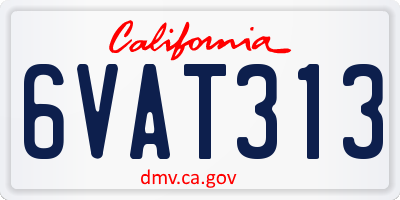 CA license plate 6VAT313