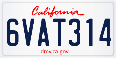 CA license plate 6VAT314
