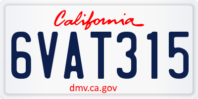 CA license plate 6VAT315