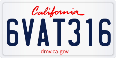 CA license plate 6VAT316