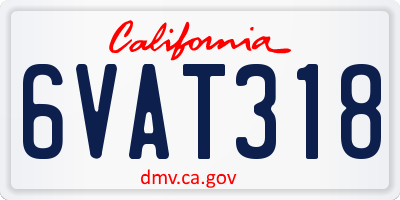 CA license plate 6VAT318