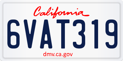 CA license plate 6VAT319