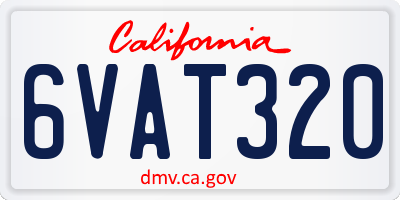 CA license plate 6VAT320