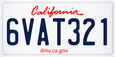 CA license plate 6VAT321