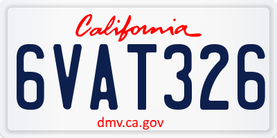 CA license plate 6VAT326
