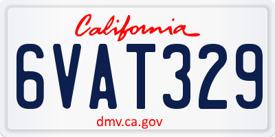CA license plate 6VAT329
