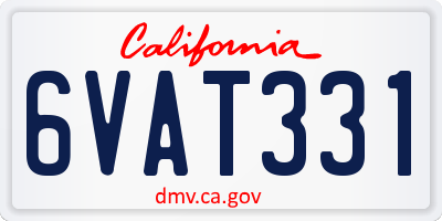 CA license plate 6VAT331