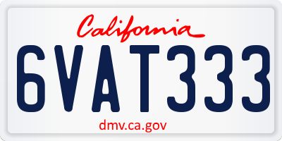 CA license plate 6VAT333