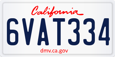 CA license plate 6VAT334